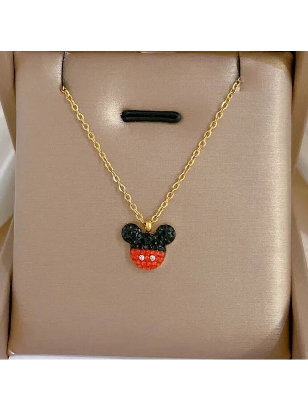 18K Gold Plated Stainless Steel CZ Mouse Pendant Necklace